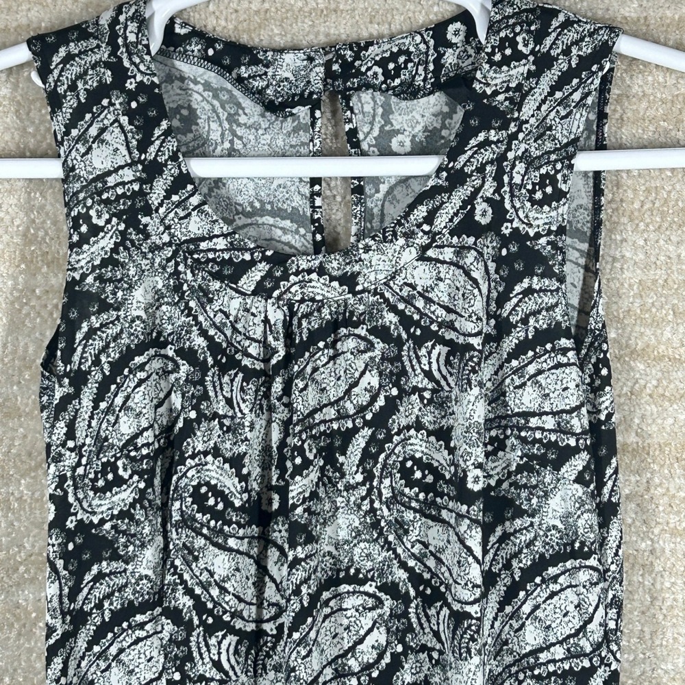 Essentials by Milano Womens Boho Dark Academia Paisley Sleeveless Dress Black S